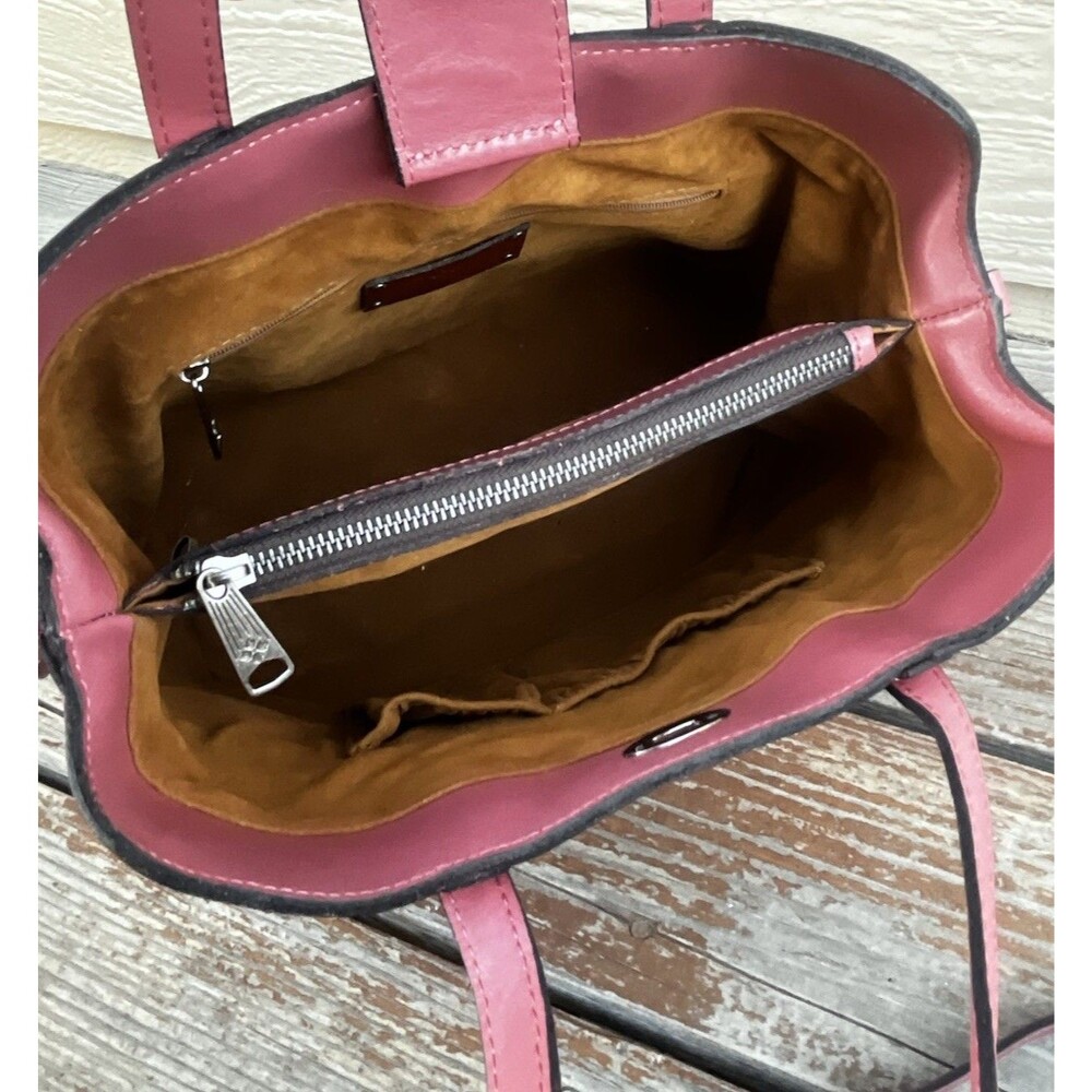 Patricia Nash Darby Tote Leather Crossbody Bag Turn Lock - Pink - Picture 13 of 16